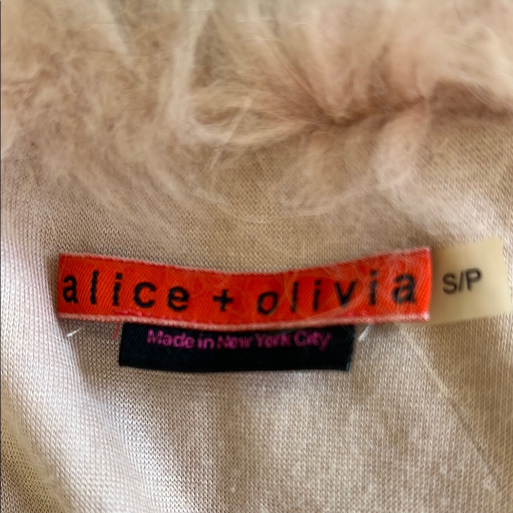 Alice & Olivia Raccoon fur Bolaro  shrug dusty pink black brown S/P - Picture 6 of 13